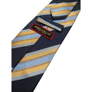 Vintage Serica Elite New York Tie, Blue/Gold Diagonal Stripe